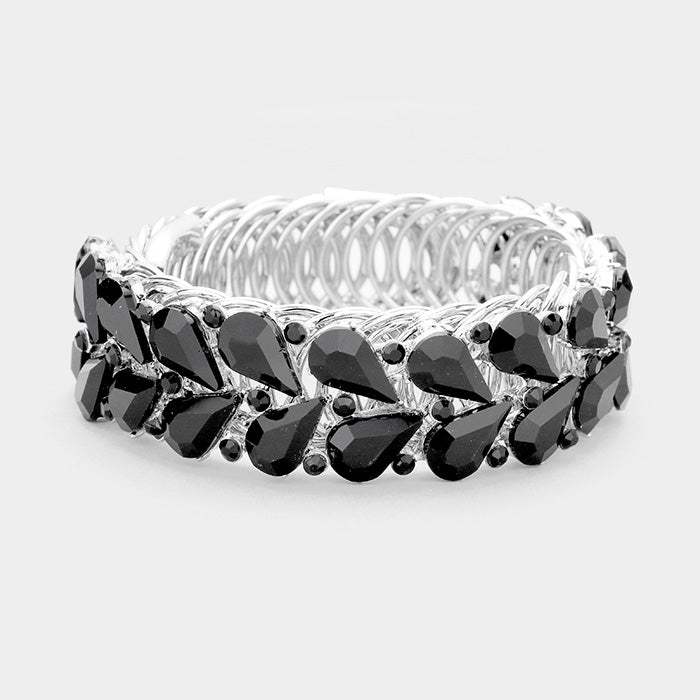 Crystal Teardrop Cluster Adjustable Evening Bracelet - Madeline Love - Flyclothing LLC