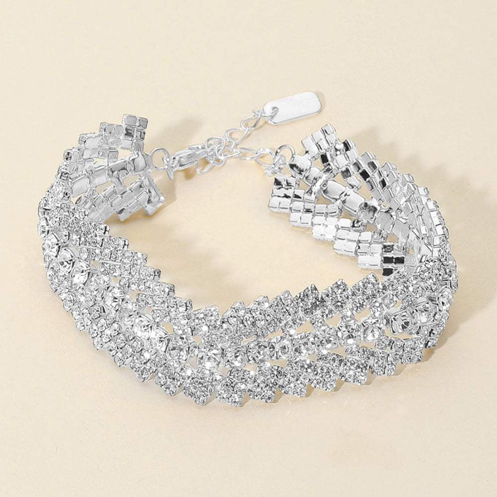Multi Row Rhinestone Evening Bracelet - Madeline Love - Flyclothing LLC