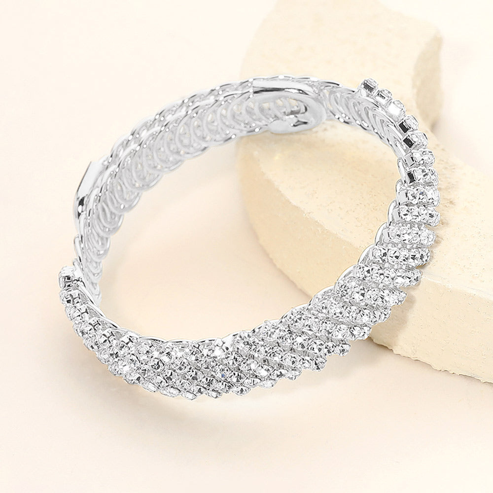 Rhinestone Paved Adjustable Evening Bracelet