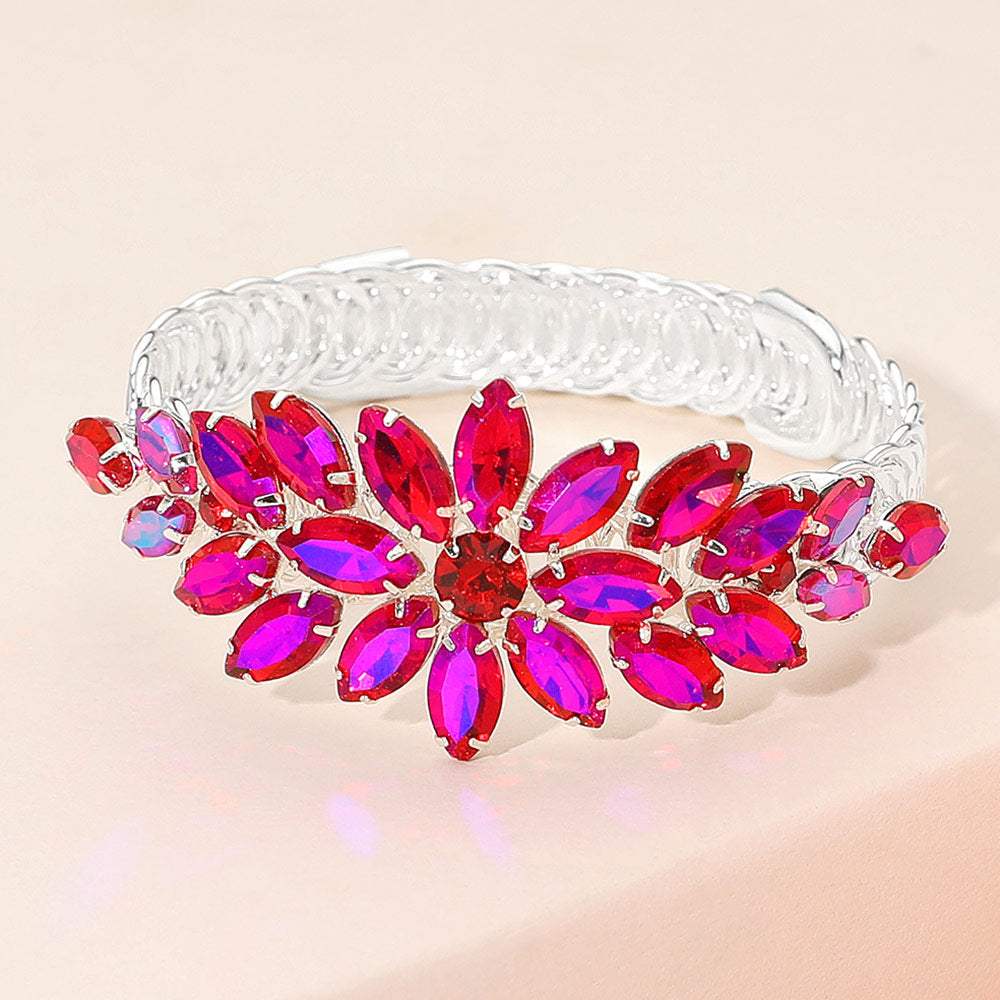 Marquise Floral Stone Cluster Adjustable Evening Bracelet - Madeline Love - Flyclothing LLC
