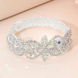 Rhinestone Paved Floral Leaf Adjustable Evening Bracelet - Madeline Love - Flyclothing LLC