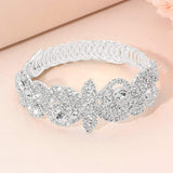 Rhinestone Paved Floral Leaf Adjustable Evening Bracelet - Madeline Love - Flyclothing LLC