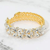 Floral Marquise Round Stone Cluster Adjustable Evening Bracelet - Madeline Love - Flyclothing LLC
