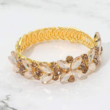 Floral Marquise Round Stone Cluster Adjustable Evening Bracelet - Madeline Love - Flyclothing LLC