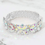 Floral Marquise Round Stone Cluster Adjustable Evening Bracelet - Madeline Love - Flyclothing LLC