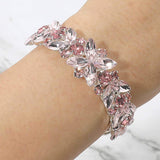 Floral Marquise Round Stone Cluster Adjustable Evening Bracelet - Madeline Love - Flyclothing LLC