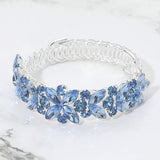 Floral Marquise Round Stone Cluster Adjustable Evening Bracelet - Madeline Love - Flyclothing LLC