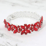 Floral Marquise Round Stone Cluster Adjustable Evening Bracelet - Madeline Love - Flyclothing LLC