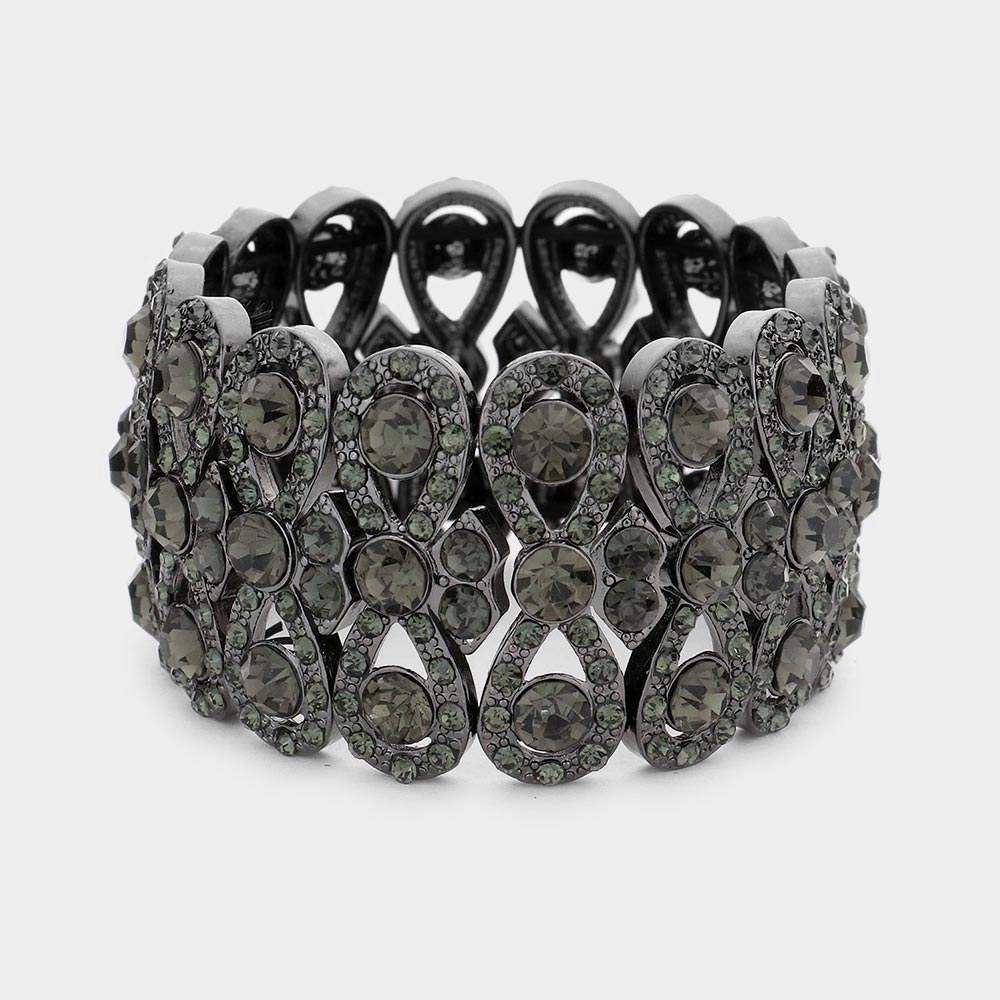 Rhinestone Infinity Stretch Evening Bracelet - Madeline Love - Flyclothing LLC
