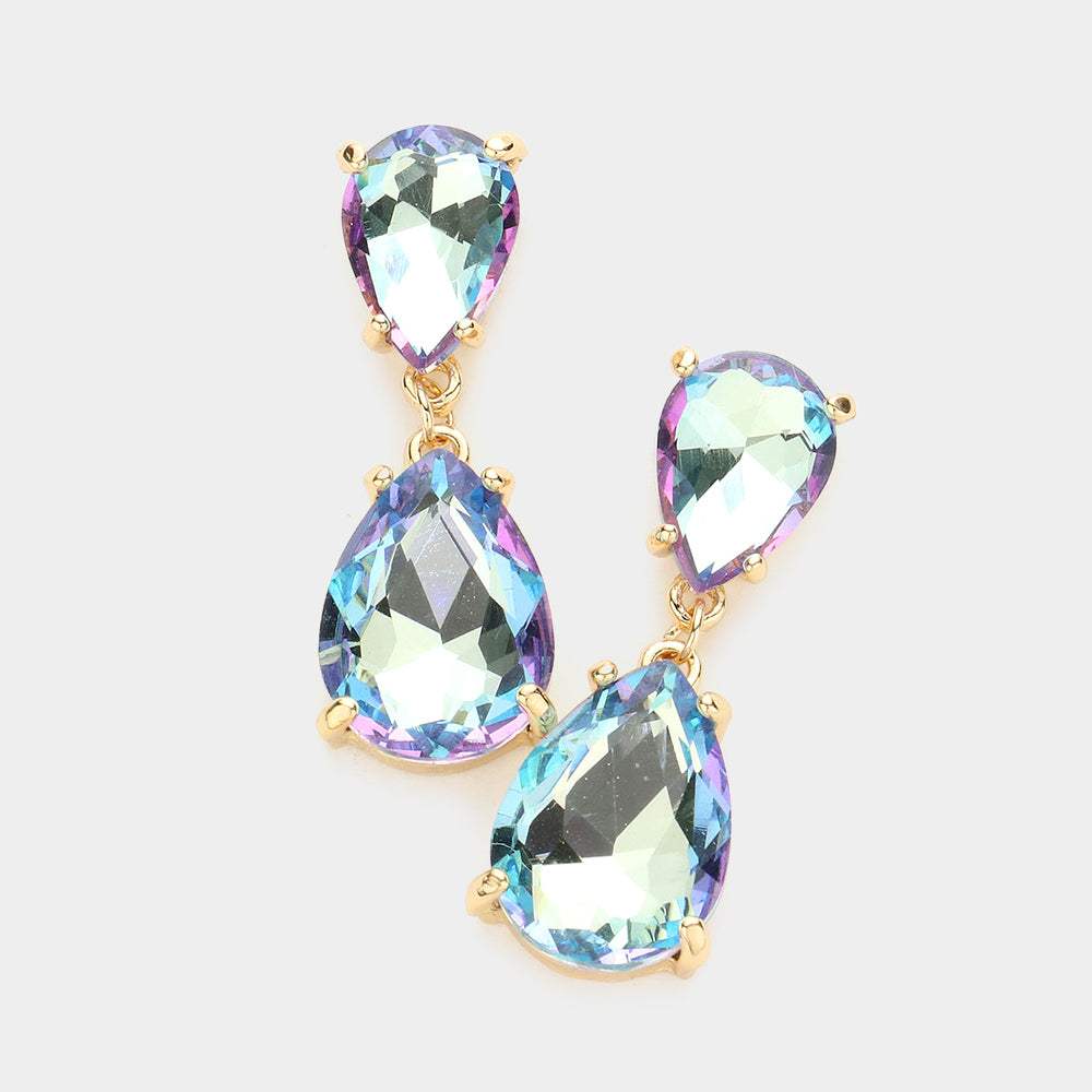 Double Teardrop Link Dangle Evening Earrings - Madeline Love - Flyclothing LLC