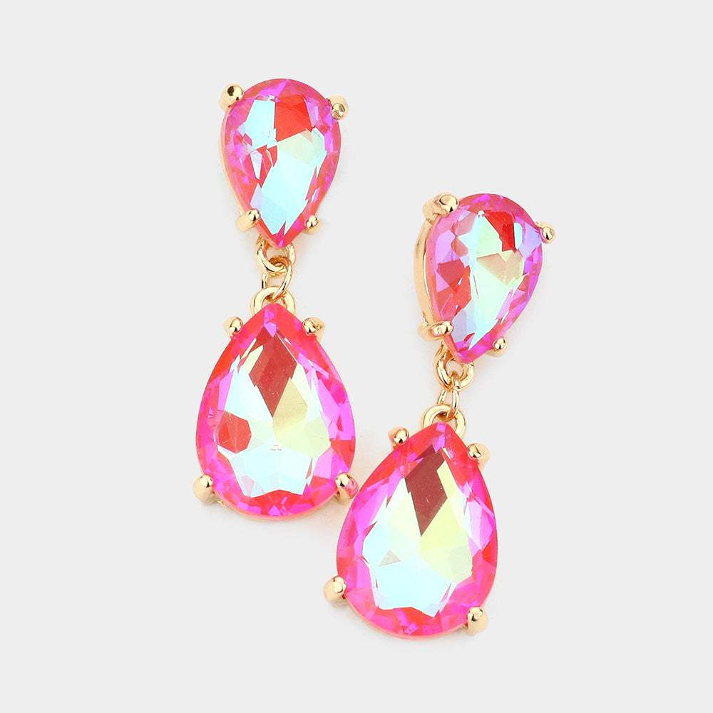 Double Teardrop Link Dangle Evening Earrings - Madeline Love - Flyclothing LLC
