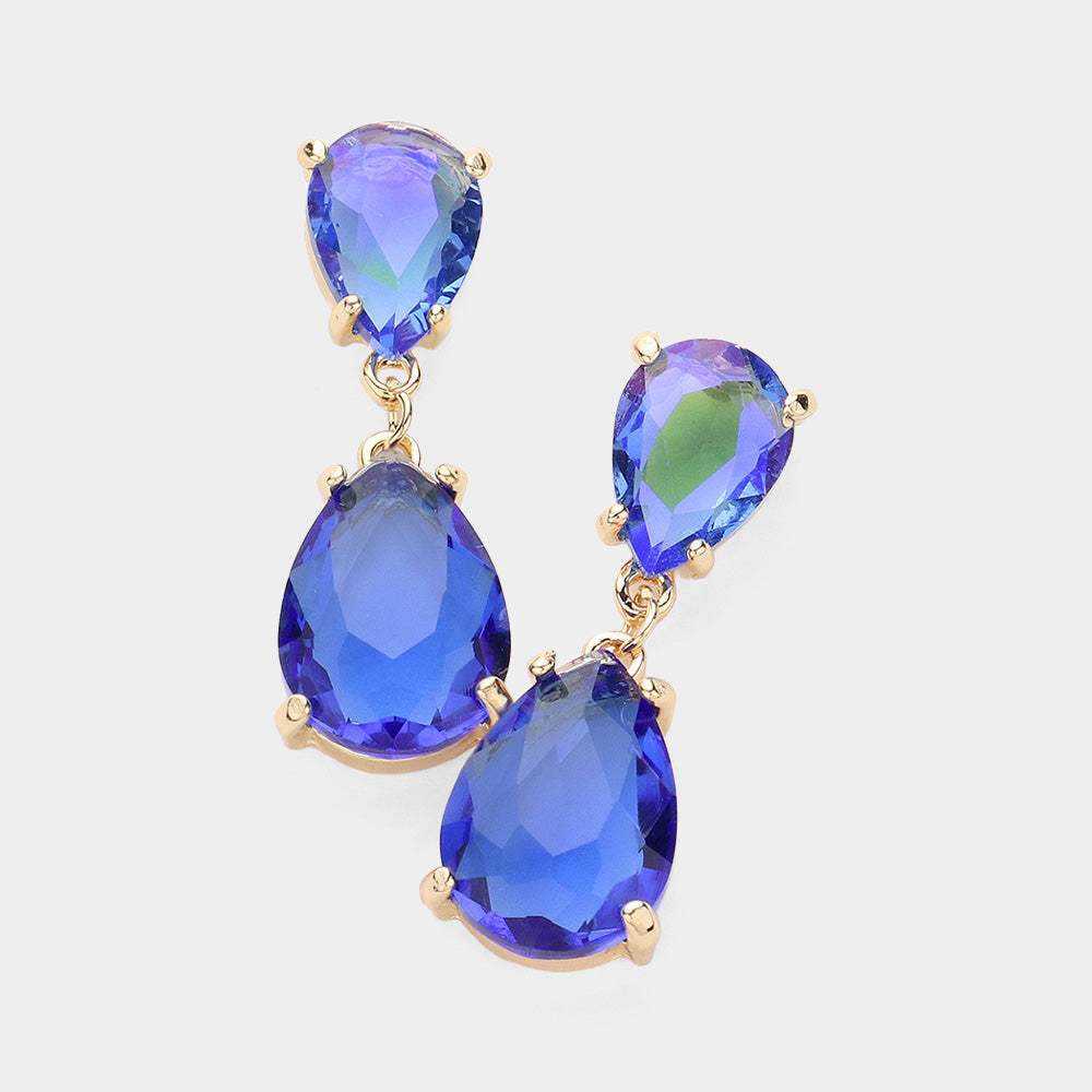 Double Teardrop Link Dangle Evening Earrings - Madeline Love - Flyclothing LLC