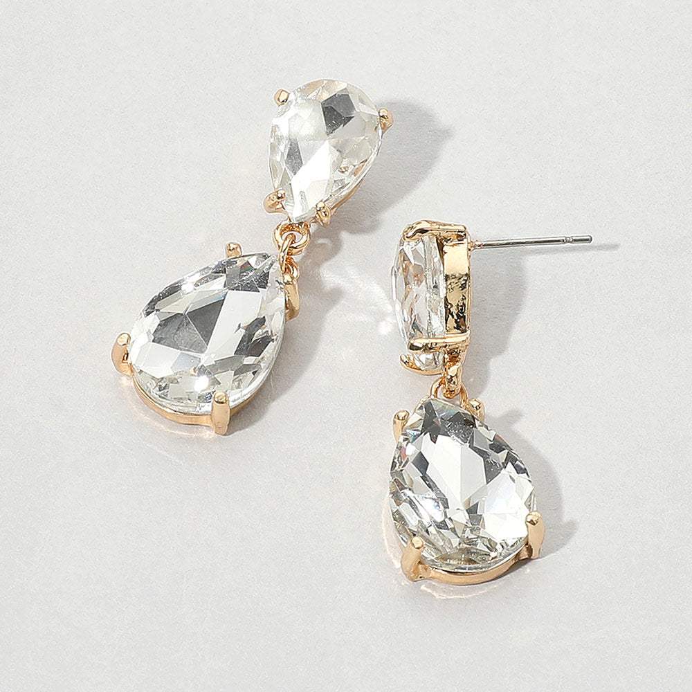 Double Teardrop Link Dangle Evening Earrings - Madeline Love - Flyclothing LLC