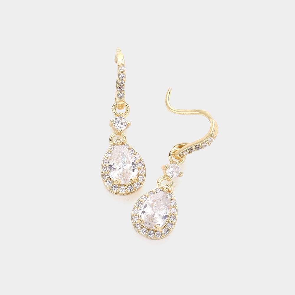 CZ Teardrop Dangle Evening Earrings - Madeline Love - Flyclothing LLC