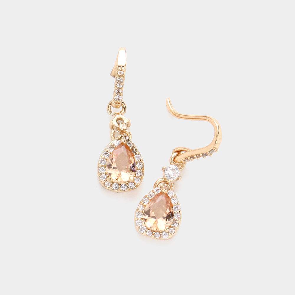 CZ Teardrop Dangle Evening Earrings - Madeline Love - Flyclothing LLC