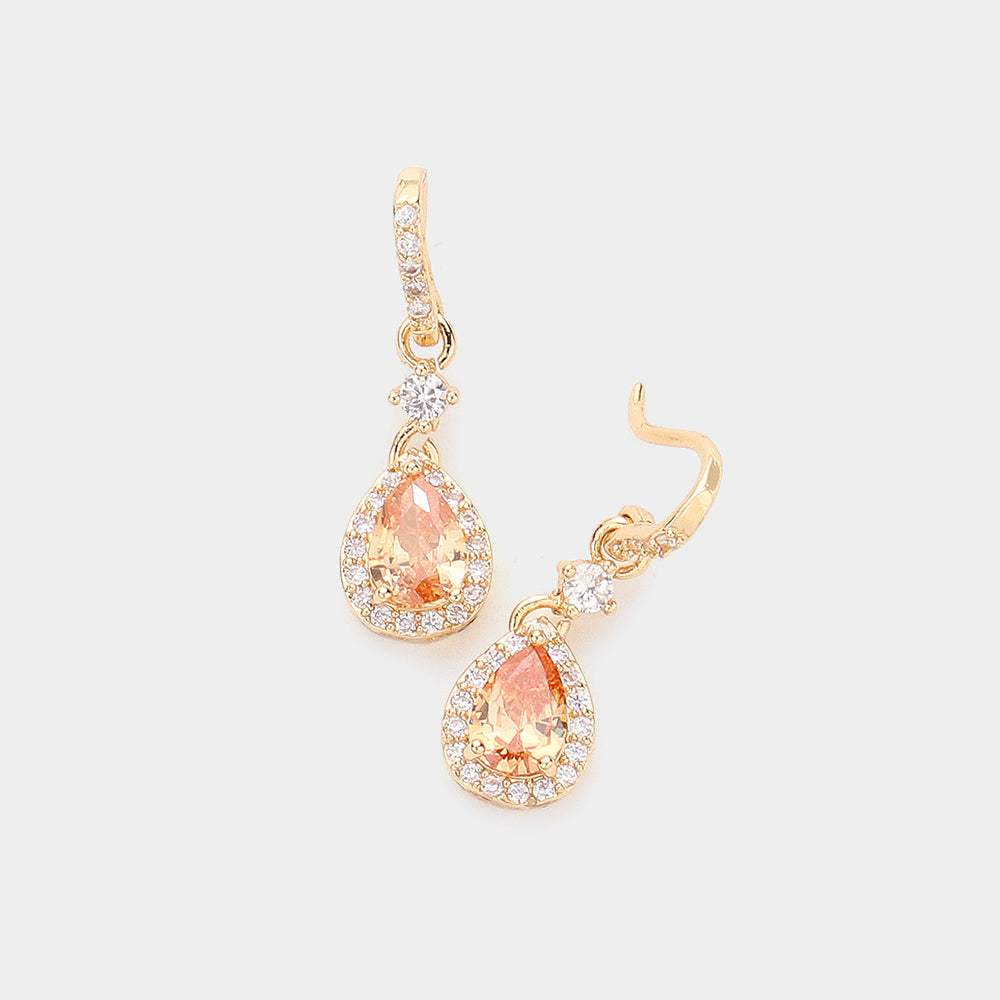 CZ Teardrop Dangle Evening Earrings - Madeline Love - Flyclothing LLC