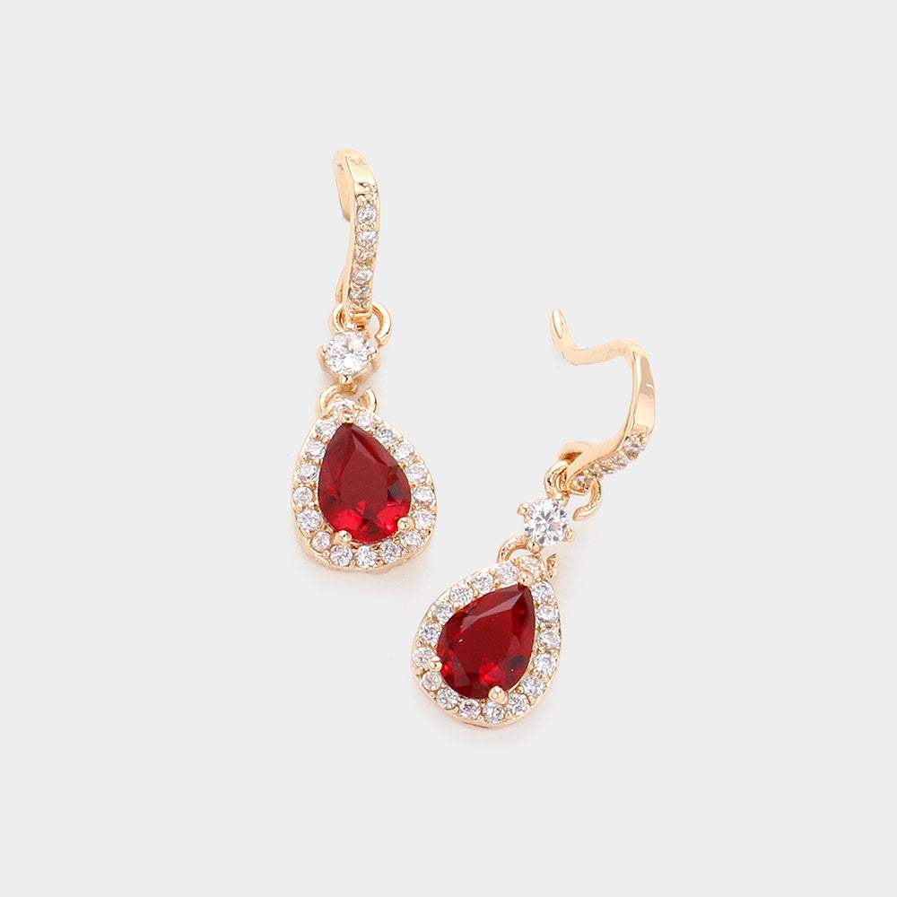 CZ Teardrop Dangle Evening Earrings - Madeline Love - Flyclothing LLC