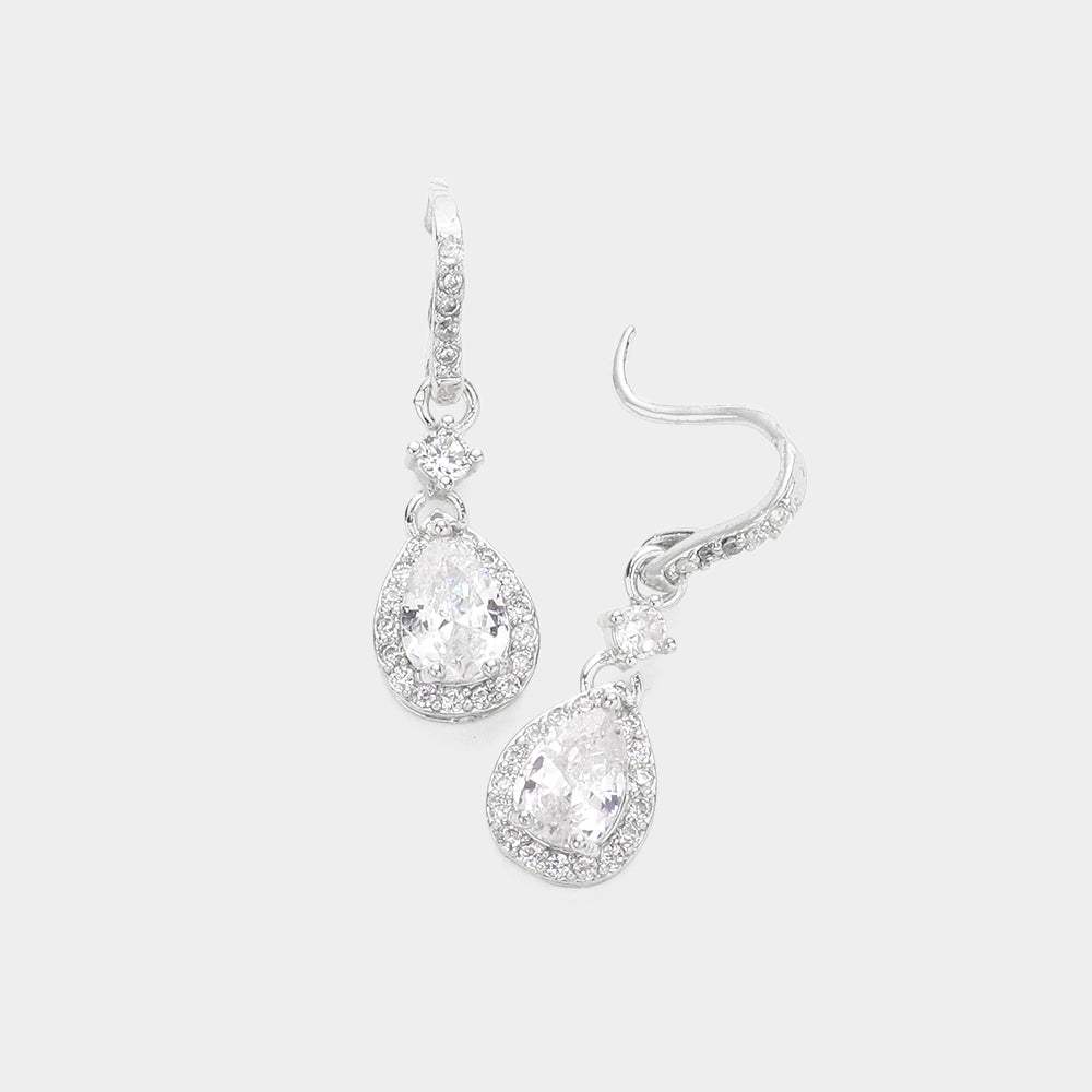 CZ Teardrop Dangle Evening Earrings - Madeline Love - Flyclothing LLC