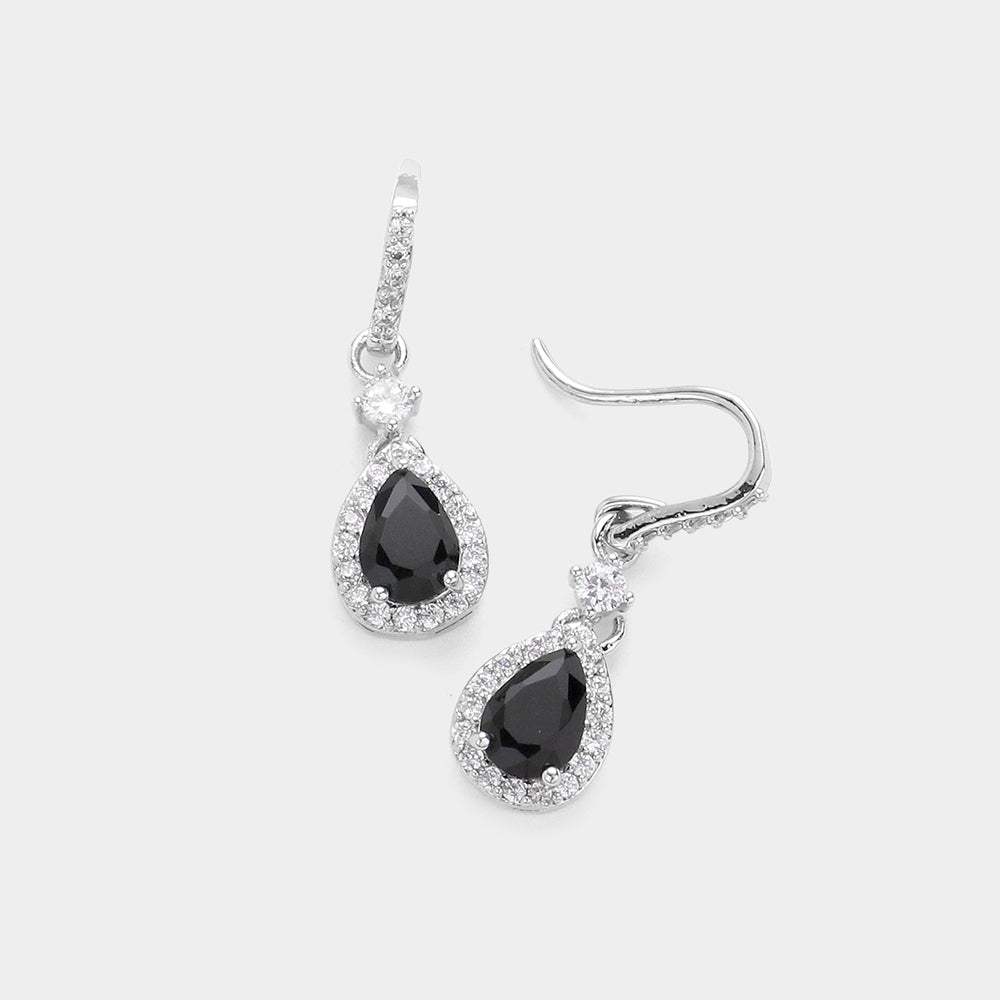 CZ Teardrop Dangle Evening Earrings - Madeline Love - Flyclothing LLC