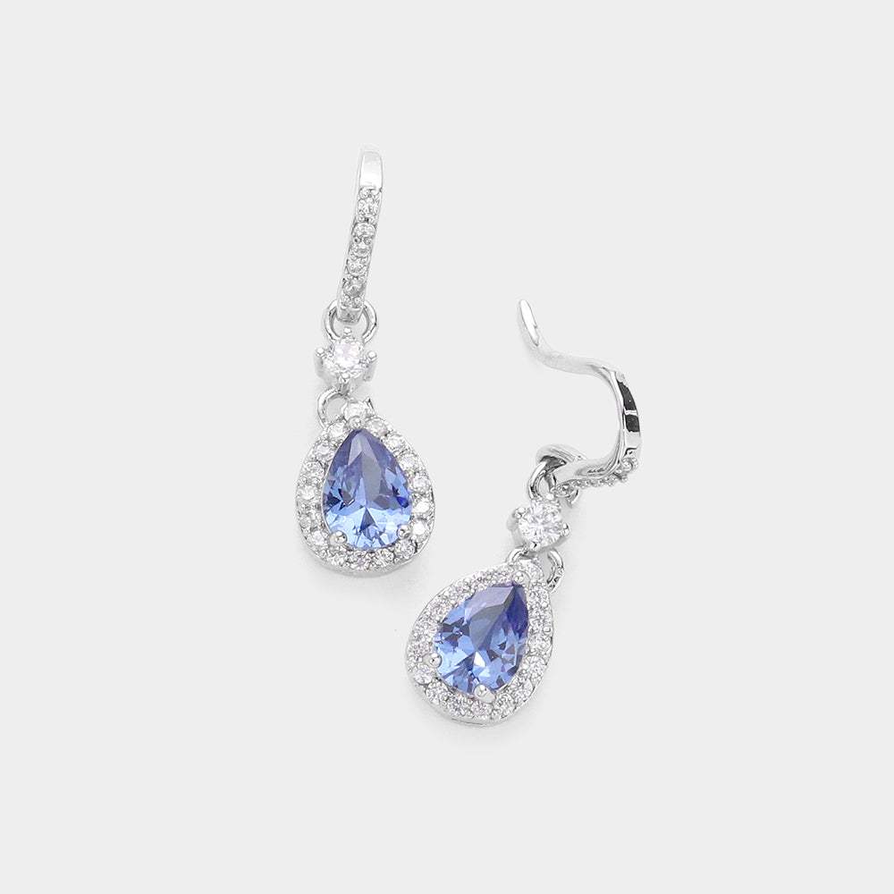 CZ Teardrop Dangle Evening Earrings - Madeline Love - Flyclothing LLC