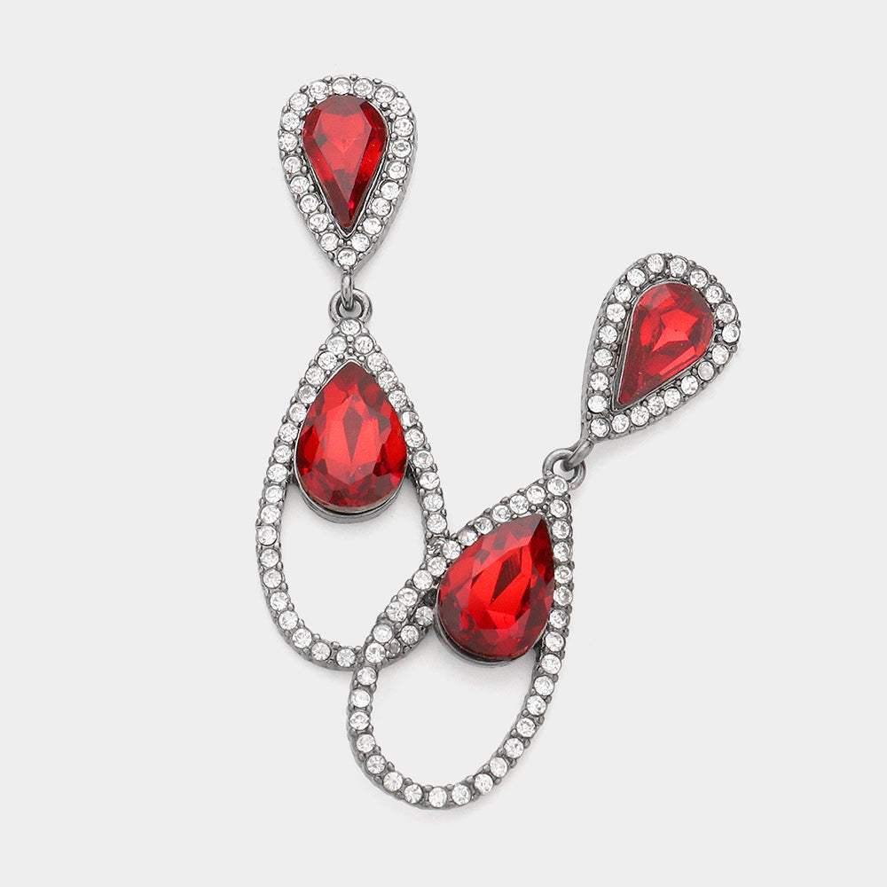 Double Teardrop Link Dangle Evening Earrings - Madeline Love - Flyclothing LLC