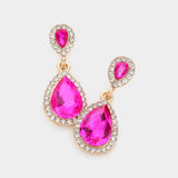 Double Teardrop Stone Evening Earrings - Madeline Love - Flyclothing LLC