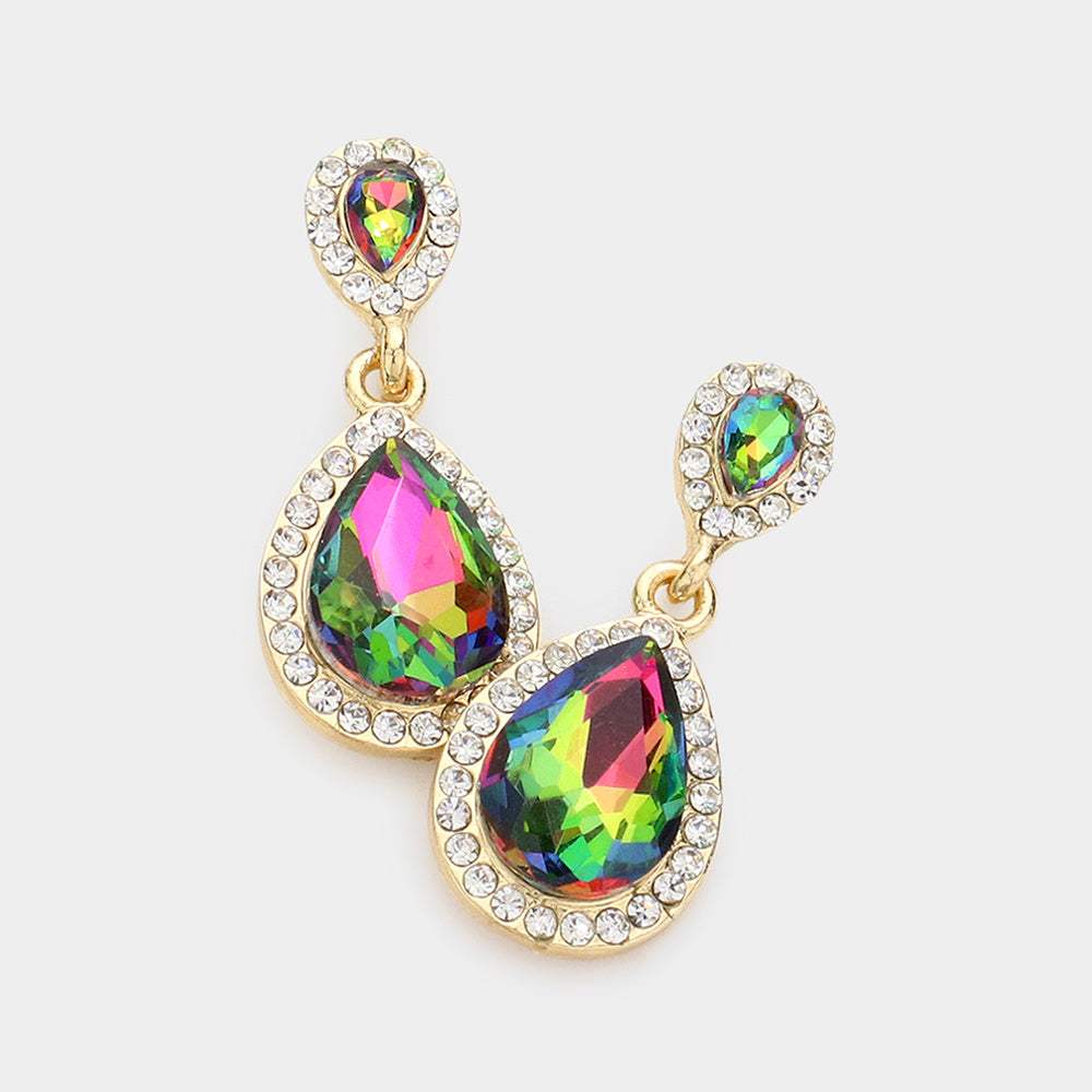 Double Teardrop Stone Evening Earrings - Madeline Love - Flyclothing LLC