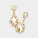 Double Teardrop Stone Evening Earrings - Madeline Love - Flyclothing LLC