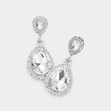 Double Teardrop Stone Evening Earrings - Madeline Love - Flyclothing LLC