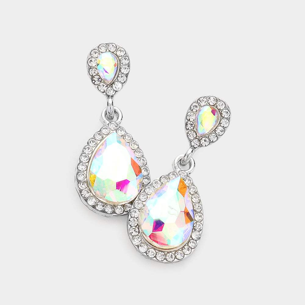 Double Teardrop Stone Evening Earrings - Madeline Love - Flyclothing LLC