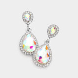 Double Teardrop Stone Evening Earrings - Madeline Love - Flyclothing LLC