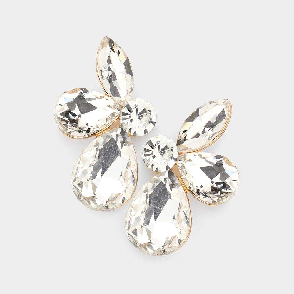 Teardrop Marquise Stone Cluster Evening Earrings - Madeline Love - Flyclothing LLC