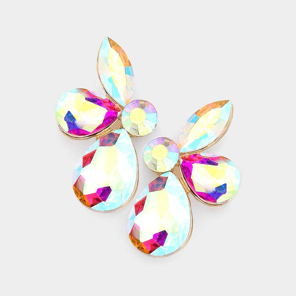 Teardrop Marquise Stone Cluster Evening Earrings - Madeline Love - Flyclothing LLC