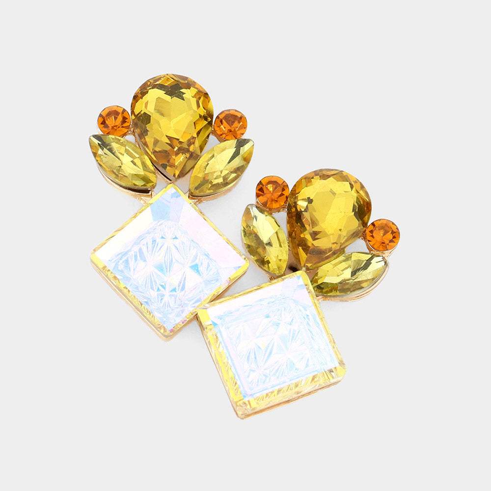 Floral Multi Stone Evening Earrings - Madeline Love - Flyclothing LLC