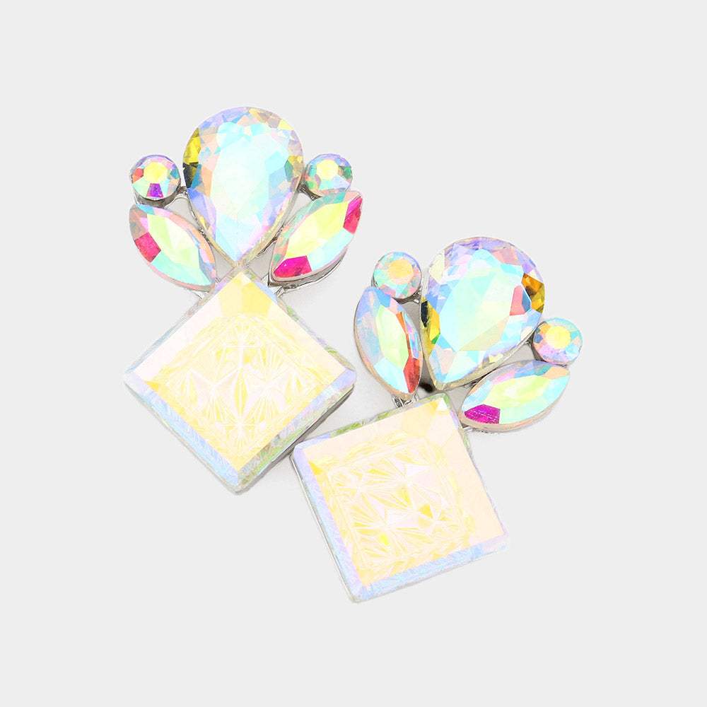 Floral Multi Stone Evening Earrings - Madeline Love - Flyclothing LLC
