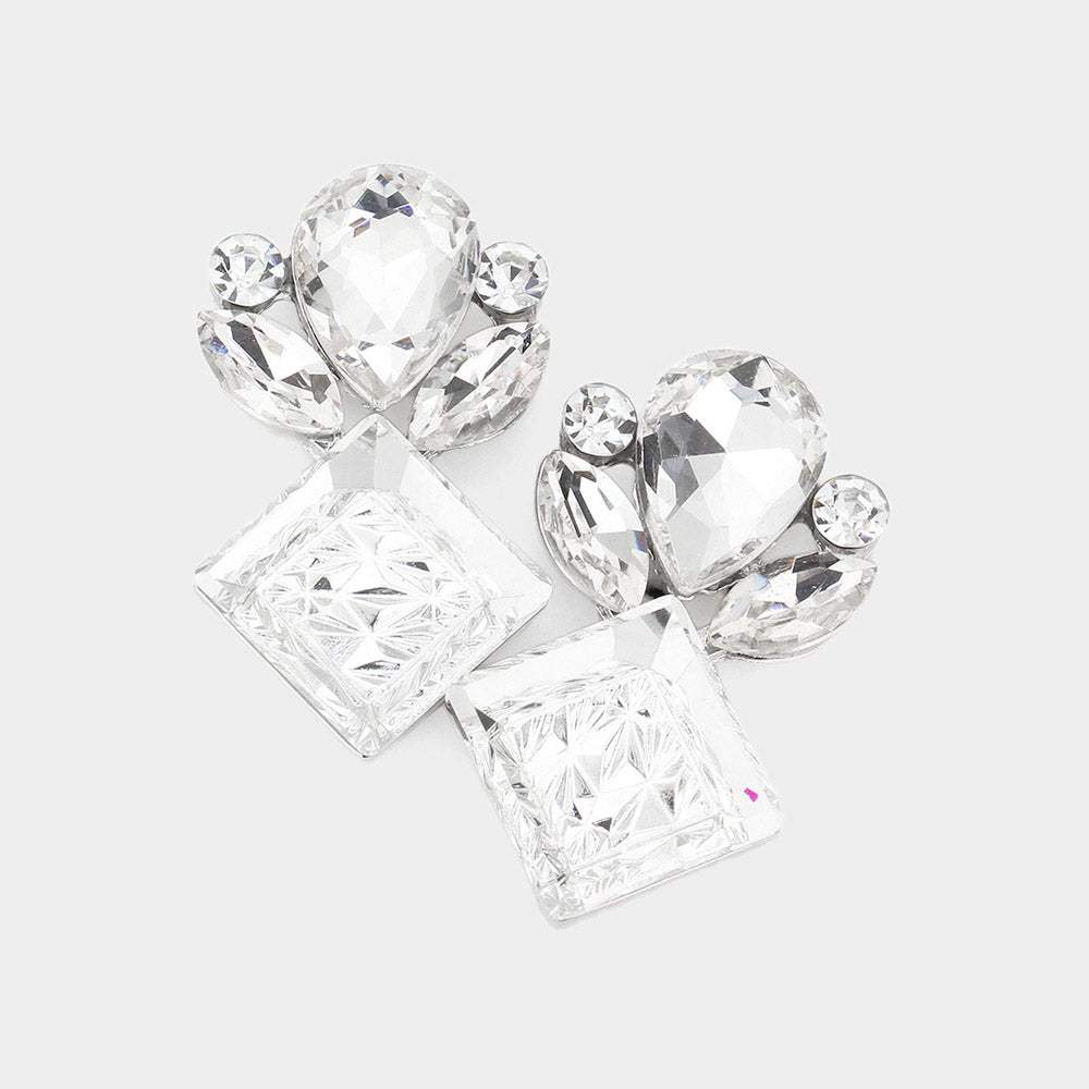 Floral Multi Stone Evening Earrings - Madeline Love - Flyclothing LLC