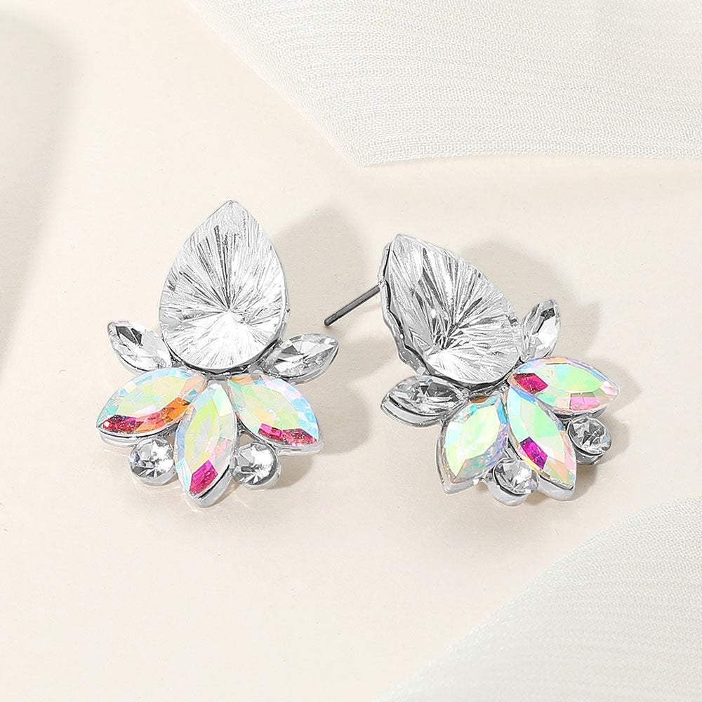 Teardrop Stone Accented Marquise Stone Embellished Evening Earrings - Madeline Love - Flyclothing LLC