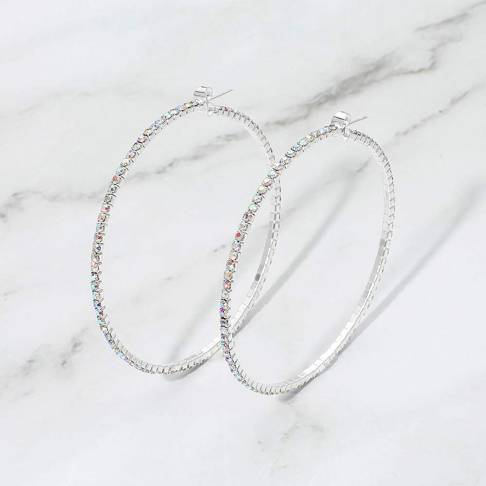60mm Rhinestone Paved Hoop Earrings - Madeline Love - Flyclothing LLC