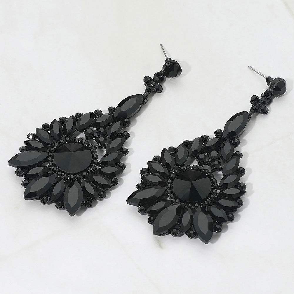 Elegant Marquise Round Stone Cluster Teardrop Evening Earrings - Madeline Love - Flyclothing LLC