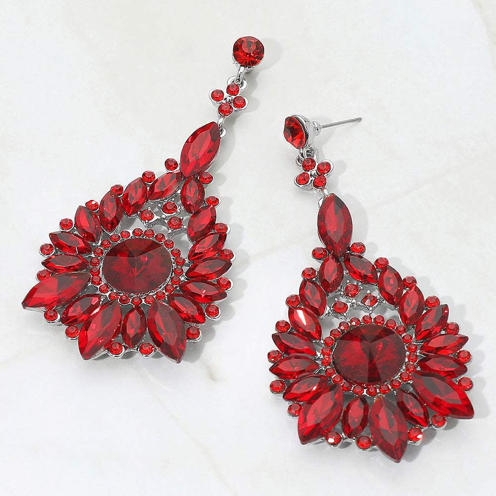 Elegant Marquise Round Stone Cluster Teardrop Evening Earrings - Madeline Love - Flyclothing LLC