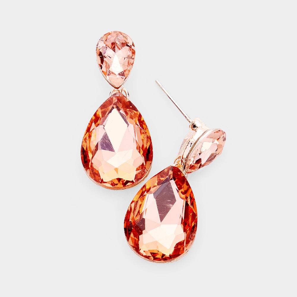 Teardrop Crystal Drop Evening Earrings - Madeline Love - Flyclothing LLC