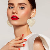 Rhinestone Heart Dangle Evening Earrings - Madeline Love - Flyclothing LLC