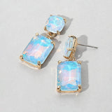 Square Rectangle Glass Stone Link Drop Dangle Earrings - Madeline Love - Flyclothing LLC