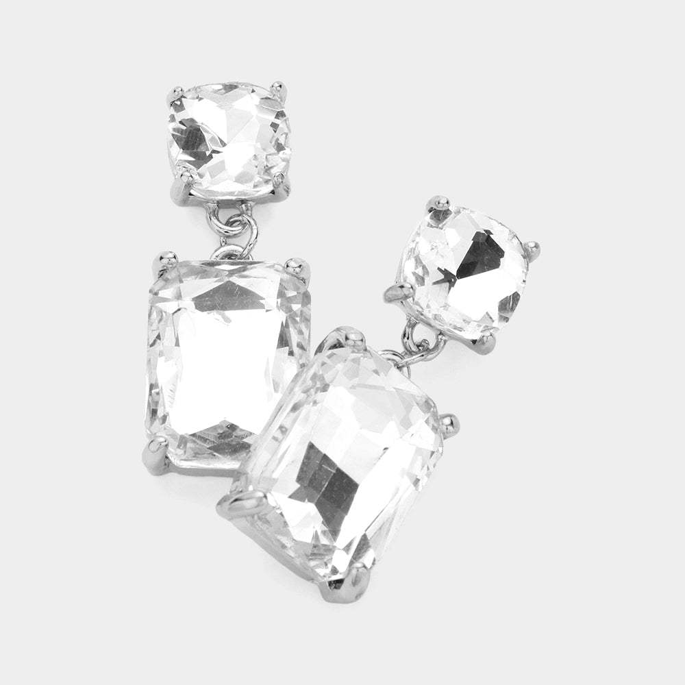 Square Rectangle Link Dangle Evening Earrings - Madeline Love - Flyclothing LLC