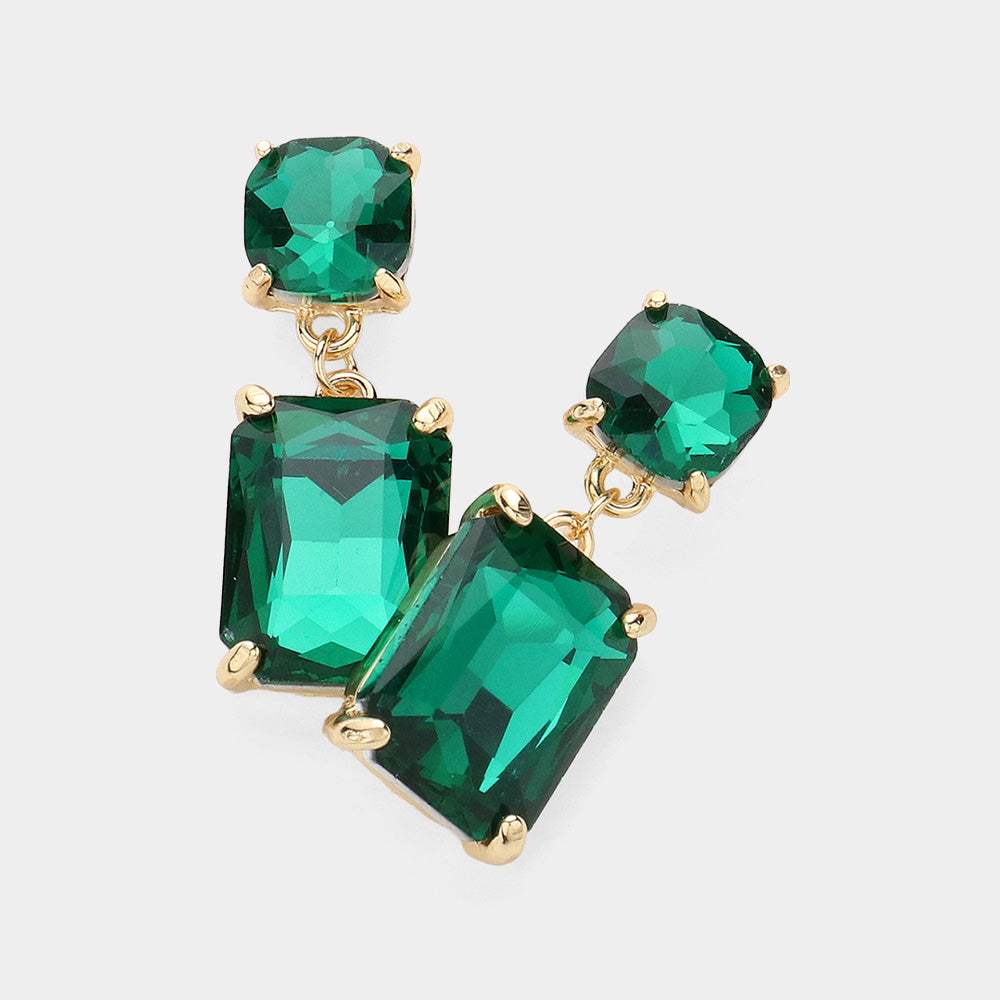 Square Rectangle Link Dangle Evening Earrings - Madeline Love - Flyclothing LLC