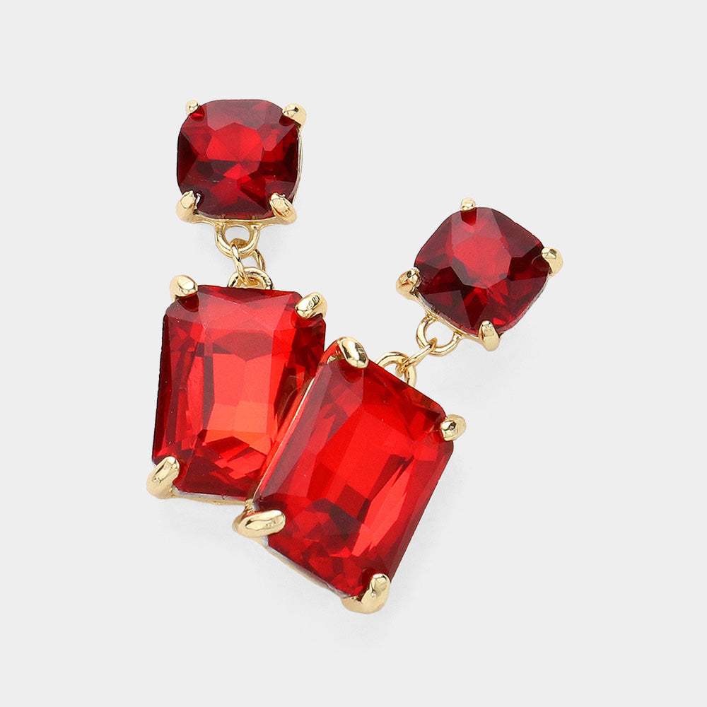 Square Rectangle Link Dangle Evening Earrings - Madeline Love - Flyclothing LLC
