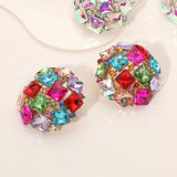 Square Stone Cluster Embellished Dome Evening Earrings - Madeline Love - Flyclothing LLC