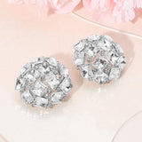 Square Stone Cluster Embellished Dome Evening Earrings - Madeline Love - Flyclothing LLC