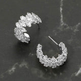Marquise CZ Stone Cluster Embellished Evening Hoop Earrings - Madeline Love - Flyclothing LLC