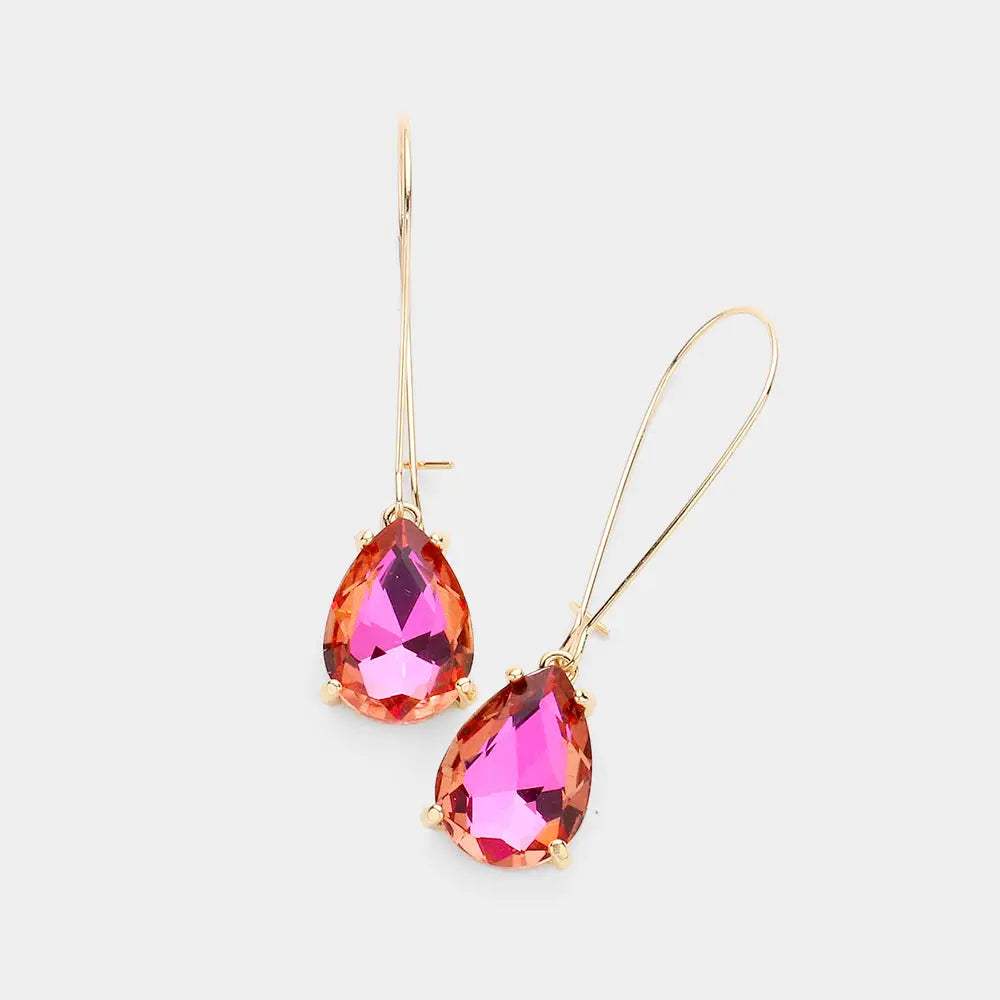 Teardrop Stone Dangle Evening Earrings - Madeline Love - Flyclothing LLC